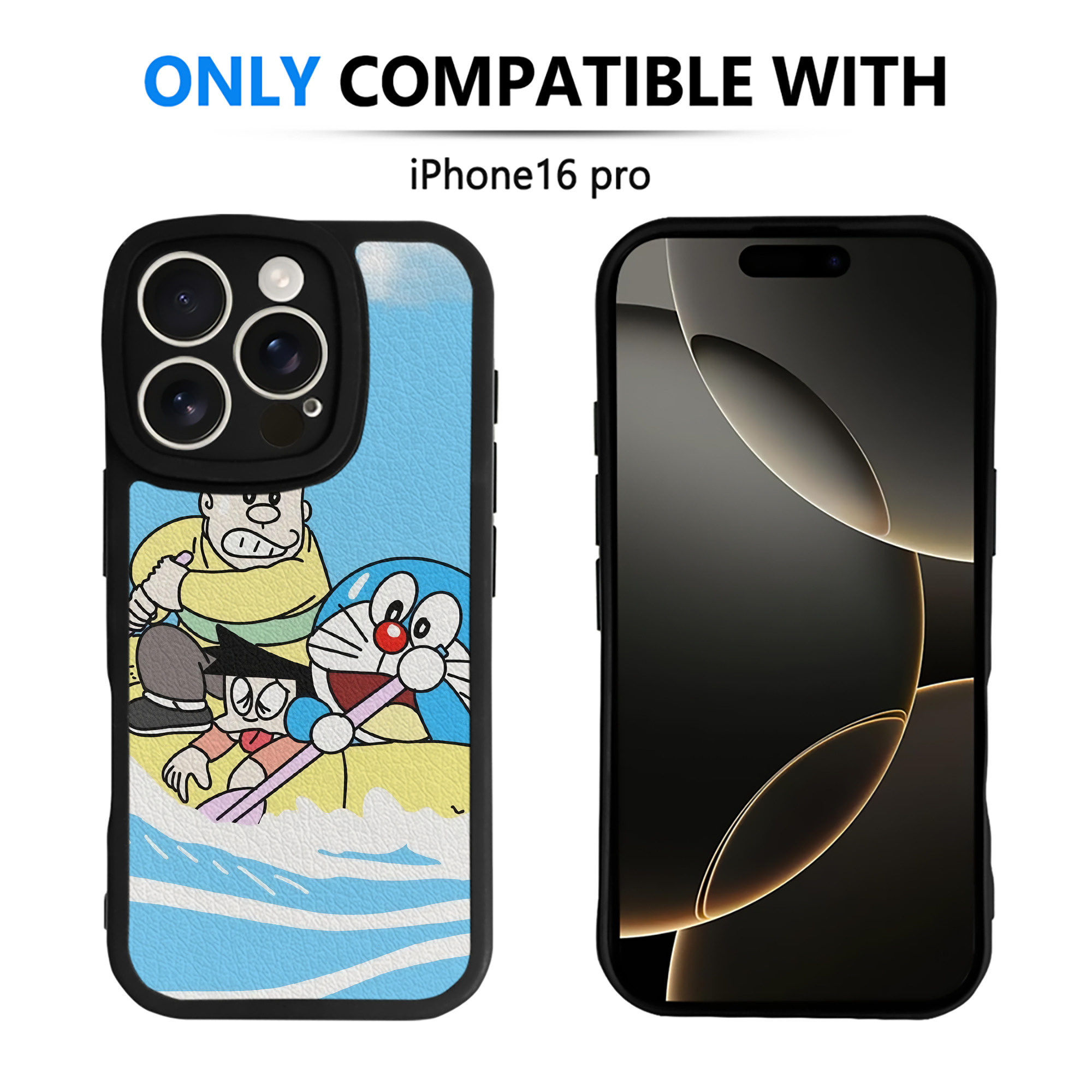 （画像用） ドラえもん Doraemon 【iPhone 16シリーズ対応】シリコンスマホケース（レザー調） 材質：シリコン